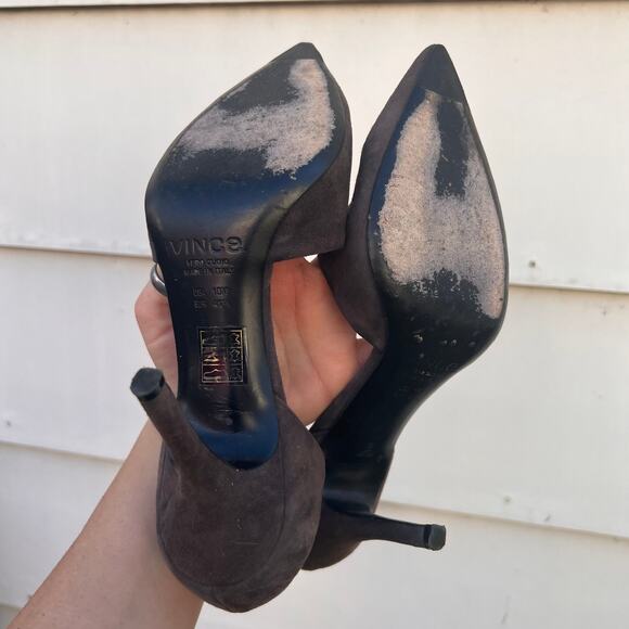 Vince Claire D'Orsay brown suede point toe pumps made in italy size 10 - Picture 6 of 7